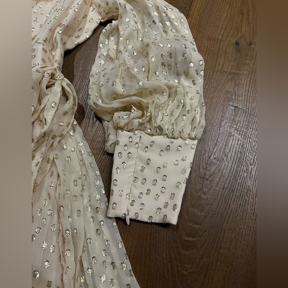 Zimmermann Cream Metallic Dot Long-Sleeve Mini Dress - Picture 10 of 16